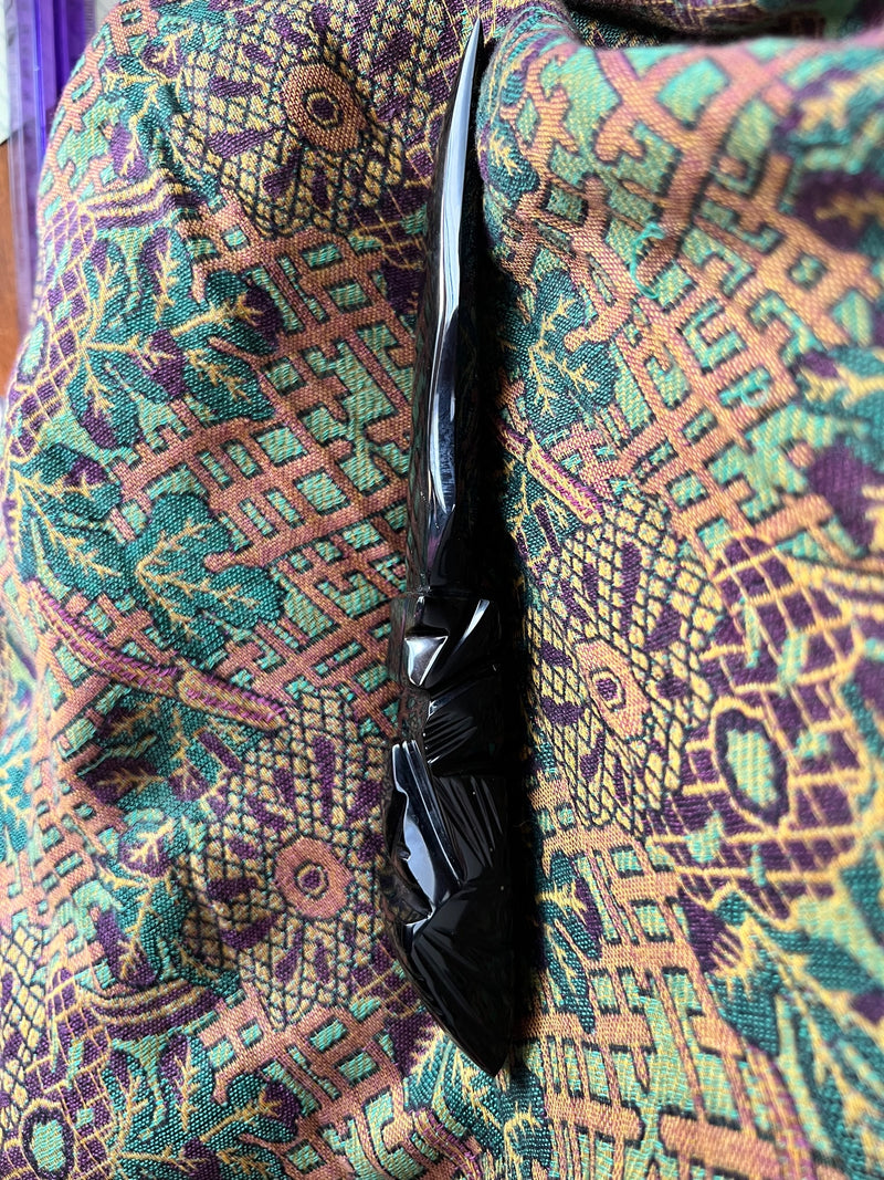 10" Goldsheen Obsidian Athame Carved Knife - Dagger For Ceremonies, Rituals and Magick Spellcasting